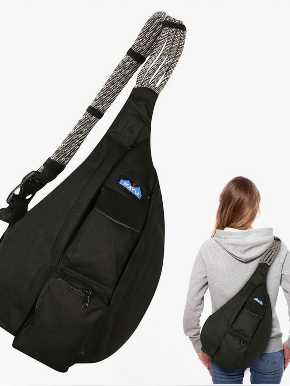KAVU ROPE SLING BAG in BLACK/ NWOT - Picture 2 of 3